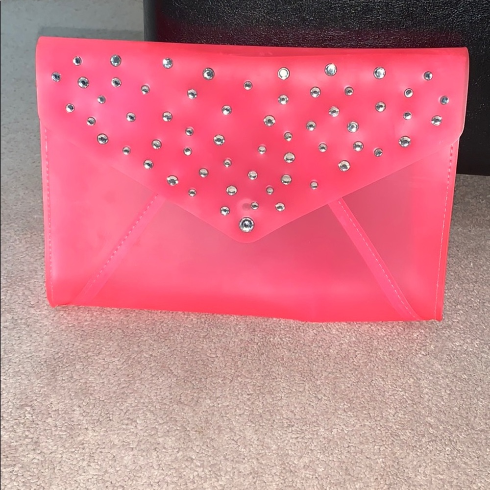 H&M Pink Gem Studded Plastic Clutch Bag